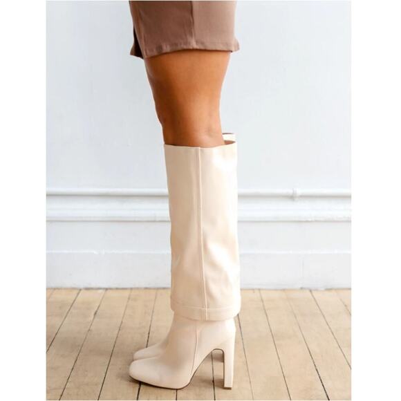 Lulus Women's Almond Lorlia Square Toe Knee High Boots Size 7 - Picture 3 of 12